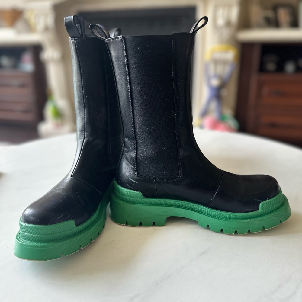 Black and Green Heeled Boots
